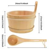 Sauna Bucket and Ladle Set, Wooden Sauna Bucket Sauna Accessories, LuxurySauna Wood Bucket Kit 1 Gallon (4 Liters) for Sauna Steam Room Indoor Outdoor