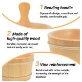 Sauna Bucket and Ladle Set, Wooden Sauna Bucket Sauna Accessories, LuxurySauna Wood Bucket Kit 1 Gallon (4 Liters) for Sauna Steam Room Indoor Outdoor
