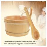 Sauna Bucket and Ladle Set, Wooden Sauna Bucket Sauna Accessories, LuxurySauna Wood Bucket Kit 1 Gallon (4 Liters) for Sauna Steam Room Indoor Outdoor