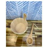 Sauna Bucket and Ladle Set, Wooden Sauna Bucket Sauna Accessories, LuxurySauna Wood Bucket Kit 1 Gallon (4 Liters) for Sauna Steam Room Indoor Outdoor