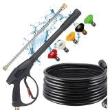 Selkie Pressure Washer Gun with 26" Hose, 16" Extension Wand, 5 Nozzle Tips, M22 15mm & M22 14mm Fittings, 4000 PSI