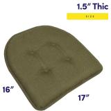 Sweet Home Collection Chair Cushion Memory Foam Pads Tufted Slip Non Skid Rubber Back U-Shaped 17" x 16" Seat Cover, 4 Count (Pack of 1), Army Green