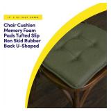 Sweet Home Collection Chair Cushion Memory Foam Pads Tufted Slip Non Skid Rubber Back U-Shaped 17" x 16" Seat Cover, 4 Count (Pack of 1), Army Green