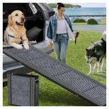 Dog Ramp for Car, 63" Long & 17" Wide Folding Portable Pet Stair Ramp with Non-Slip Rug Surface, Extra Wide Dog Steps for Medium & Large Dogs Up to 250LBS Enter a Car, SUV & Truck