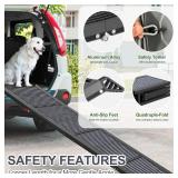 Dog Ramp for Car, 63" Long & 17" Wide Folding Portable Pet Stair Ramp with Non-Slip Rug Surface, Extra Wide Dog Steps for Medium & Large Dogs Up to 250LBS Enter a Car, SUV & Truck