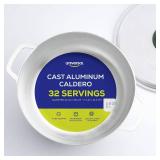 Universal (Professional Large) Caldero 32 Cups - 11.6 QT / 11 L, Stainless Aluminum Pot, Even Heat Distribution and Fast Cooking Dutch Oven Pot, Ergonomic Handles, Ideal for Rice, and French Fries