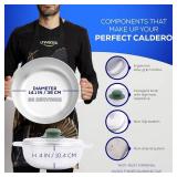 Universal (Professional Large) Caldero 32 Cups - 11.6 QT / 11 L, Stainless Aluminum Pot, Even Heat Distribution and Fast Cooking Dutch Oven Pot, Ergonomic Handles, Ideal for Rice, and French Fries