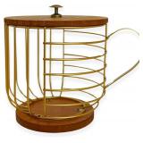 Large Coffee Pod Holder Compatible w/KCup Pods and Capsules - Gold Metal K Cup Holder - Cute Coffee Pod Basket w/Wooden Lid - Coffee Pod Storage - Coffee Bar Decor (Wood & Gold, Large)