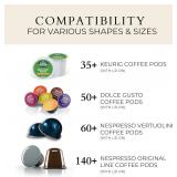 Large Coffee Pod Holder Compatible w/KCup Pods and Capsules - Gold Metal K Cup Holder - Cute Coffee Pod Basket w/Wooden Lid - Coffee Pod Storage - Coffee Bar Decor (Wood & Gold, Large)