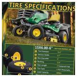 Wiltire 15x6.00-6 Tire and Wheel Assembly (2 Pack),Replacement Riding Lawn Mower Front Tires - With 3" Centered Hub and 3/4" Bushings (Extra 5/8" Bushings)