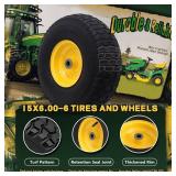 Wiltire 15x6.00-6 Tire and Wheel Assembly (2 Pack),Replacement Riding Lawn Mower Front Tires - With 3" Centered Hub and 3/4" Bushings (Extra 5/8" Bushings)