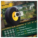 Wiltire 15x6.00-6 Tire and Wheel Assembly (2 Pack),Replacement Riding Lawn Mower Front Tires - With 3" Centered Hub and 3/4" Bushings (Extra 5/8" Bushings)