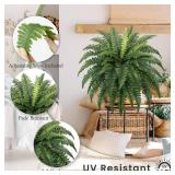 35 Ferns Artificial Bush Plants Large, 2 Artificial Boston Ferns with 39 Fronds for Outdoors Home Decor