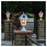 Gama Sonic Baytown II Bulb White Outdoor Solar Light, Single Post Light with 3 Mounting Options, 3in. Fitter for Lamp Posts, Flat Mount for Column and Wall Mount, Resin (105B233)