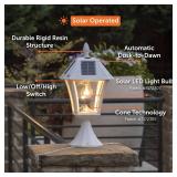 Gama Sonic Baytown II Bulb White Outdoor Solar Light, Single Post Light with 3 Mounting Options, 3in. Fitter for Lamp Posts, Flat Mount for Column and Wall Mount, Resin (105B233)