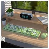 UBOTIE Colorful Computer Wireless Keyboards Mouse Combos, Typewriter Flexible Keys Office Full-Sized Keyboard, 2.4GHz Dropout-Free Connection and Optical Mouse (Green-Colorful)