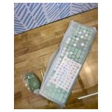 UBOTIE Colorful Computer Wireless Keyboards Mouse Combos, Typewriter Flexible Keys Office Full-Sized Keyboard, 2.4GHz Dropout-Free Connection and Optical Mouse (Green-Colorful)