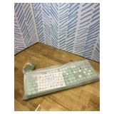 UBOTIE Colorful Computer Wireless Keyboards Mouse Combos, Typewriter Flexible Keys Office Full-Sized Keyboard, 2.4GHz Dropout-Free Connection and Optical Mouse (Green-Colorful)