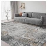 6 x 9 Area Rugs for Living Room, Machine Washable Non Slip Rug Ultra Soft Low Pile Indoor Carpet Modern Abstract Rugs for Bedroom Office Room Dining Room Beside, Grey