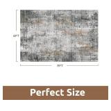 6 x 9 Area Rugs for Living Room, Machine Washable Non Slip Rug Ultra Soft Low Pile Indoor Carpet Modern Abstract Rugs for Bedroom Office Room Dining Room Beside, Grey