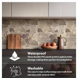 Retails for $104! CONCORD WALLCOVERINGS Retro-Art 3D Faux Stone Wall Panels, Pack of 10, Grey Beige Brown Wild Boulder, Lightweight PVC Sheets 17.5" x 23.75" (44.5cm x 60.3cm), Rock Tiles - Covers 28.