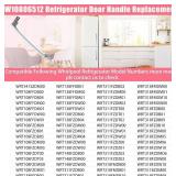 LXun Upgraded W10806512 Refrigerator Door Handle Compatible with Whirlpool Refrigerator Stainless Steel Fridge Door Handle Replacement for AP5982853 PS11703503 White Refrige Freezer Handle with Screw
