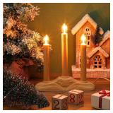 Uiifan 6 Pack 4 Pack 3 Light Electric Candle Candoliers Christmas Candle Shape Lamps with 3 C7 Clear Bulbs and 3 Ft Wire, 5 Watts Plug in Electric Window Candles for Xmas Supplies Decorations (Ivory)