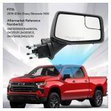 Retails for $130! Convitex Passenger Right Side Door Mirror for 2019-2024 Chevy Silverado 1500, with Heated Power and Convex Blind Spot Glass Temperature Sensor Manual Folding, Replace#GM1321583(7 Pin