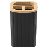 Bathroom Accessories Sets Complete, 6 Pack Black Bathroom Accessory Set with Trash Can Toothbrush Holder Soap Dispenser Tooth Mug Soap Dish Toilet Brush Holder for Bathroom Decor