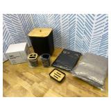 Bathroom Accessories Sets Complete, 6 Pack Black Bathroom Accessory Set with Trash Can Toothbrush Holder Soap Dispenser Tooth Mug Soap Dish Toilet Brush Holder for Bathroom Decor