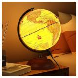 Illuminated World Globe with Wood Stand, 8