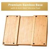 Umilife Extra Large Expandable Kitchen Siverware Utensils Drawer Organizer, 19" Deep for Big Drawer, Adjustable Bamboo Wood Drawer Divider with Curved Grooves, Cutlery Tray Flatware Holder