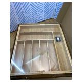 Umilife Extra Large Expandable Kitchen Siverware Utensils Drawer Organizer, 19" Deep for Big Drawer, Adjustable Bamboo Wood Drawer Divider with Curved Grooves, Cutlery Tray Flatware Holder