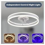 Fszdorj Ceiling Fan with Light, Upgraded 20 Low Profile Fan, Flush Mount Ceiling Fan, 6 Speeds, Dimmable LED, App & Remote Control, Quiet DC Motor, for Bedroom, Living Room, F105 White