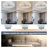 Fszdorj Ceiling Fan with Light, Upgraded 20 Low Profile Fan, Flush Mount Ceiling Fan, 6 Speeds, Dimmable LED, App & Remote Control, Quiet DC Motor, for Bedroom, Living Room, F105 White