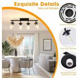FadimiKoo 4-Lights Track Lighting Fixtures Ceiling with Clear Glass Shades, Modern Black Semi Flush Mount Ceiling Light, Rotatable Wall Mount Ceiling Lamp for Kitchen Hallway Bedroom