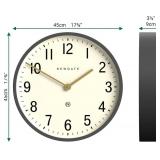 Retails for $180! NEWGATE Mr Edwards Wall Clock | Large mid Century Inspired Modern Classic Clock | 17.5 inch | Deep Metal case in Gray | Classic Style for Kitchen, Living Room or Office