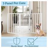 Pet Gate - 3-Panel Indoor Foldable Dog Fence for Stairs, Hallways, or Doorways - 55x24-Inch Retractable Freestanding Dog Gates by PETMAKER (White)