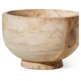 Serene Spaces Living Paulownia Wood Decorative Bowl Handmade Round Wood Bowl for Home D cor, Centerpieces, Wedding, Parties, and Floral Arrangements, 7" Tall & 11" Diameter