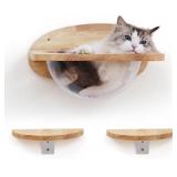 FUKUMARU Cat Wall Furniture Set, Transparent Capsule Kitten Walls Shelves with 2 PCS Pedals - Premium Kitty Bed for Sleeping, Playing, Climbing, and Lounging - Easily Holds Up to 35 Lbs
