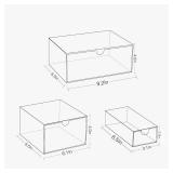 WUHUME Makeup Drawer Organizer, Desk Drawer Organizer With 4 Drawers, 3 Different Sizes, Suitable For Office Desk, Bathroom, Bedroom, Jewelry, Stationery, Handicraft Storage And Organization, clear