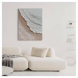 Retails for $136! NANKAI Art 45x30 inch Hand painted beach Ocean Wave Landscape Oil painting Modern Abstract Canvas art Mural family wall Decoration art