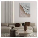 Retails for $136! NANKAI Art 45x30 inch Hand painted beach Ocean Wave Landscape Oil painting Modern Abstract Canvas art Mural family wall Decoration art