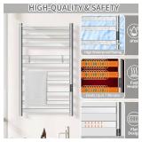 Retails for $190! Heated Towel Rack for Bathroom, Towel Warmer with 10 Bar Flat Rack Large, Electric Hot Towel Rack Wall Mounted, LED Buit-in Timer, Plug-in, Stainless Steel, Fast Heating, Nickel