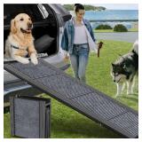Dog Ramp for Car, 63" Long & 17" Wide Folding Portable Pet Stair Ramp with Non-Slip Rug Surface, Extra Wide Dog Steps for Medium & Large Dogs Up to 250LBS Enter a Car, SUV & Truck