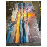 Retails for $140! GUGIKA Ocean Wall Art for Living Room, Large Coastal Beach Canvas Wall Decor for Bedroom, Gold Sun Landscape Picture Print, Size 59x29 Inch