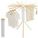 JOOM Tripod Clothes Drying Rack, Garment Rack Portable and Foldable Space Saving Laundry Drying Rack - Drying Rack Clothing Floor Folding Balcony Bedroom Household Wooden