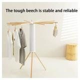 JOOM Tripod Clothes Drying Rack, Garment Rack Portable and Foldable Space Saving Laundry Drying Rack - Drying Rack Clothing Floor Folding Balcony Bedroom Household Wooden