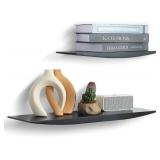 KYIAANY Brown Floating Shelves for Wall: Solid Wood Shelf Heavy Duty Set of 2 Modern Minimalist Industria Decor for Office Living Room Bedroom Kitchen Bathroom Display Book Plant Statue