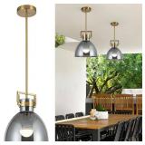 jengush Battery Operated Pendant Light,Battery GlassCeiling Light with Rechargeable Bulbs Remote Control 9 Colors Modes Dimmable Kitchen Island Bedroom Dining Room(Gray)